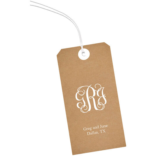 Monogramed Brown Paper Large Hanging Gift Tags